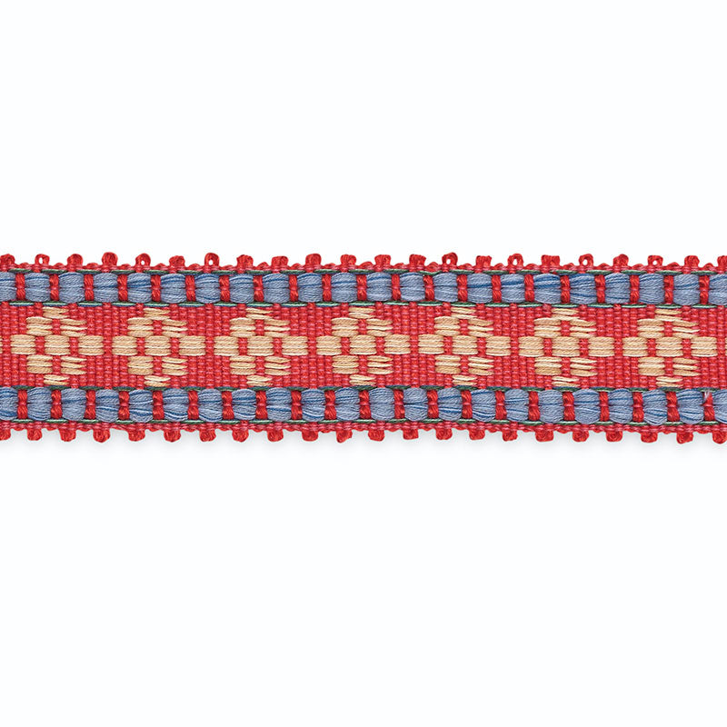 Schumacher B211-2 MARY KAY BRAID in CHERRY/LAPIS/MOCHA Trim 