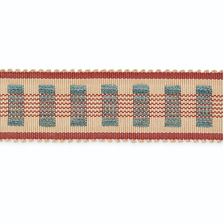 Schumacher B220-5 LUCINDA BRAID 7/8" in ECRU/DELFT/GARNET Tr