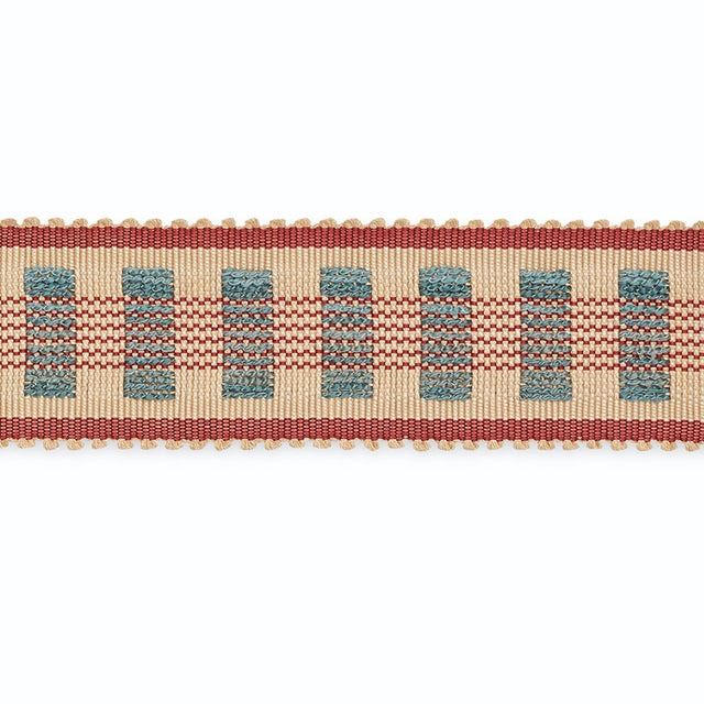 Schumacher B220-5 LUCINDA BRAID 7/8" in ECRU/DELFT/GARNET Tr