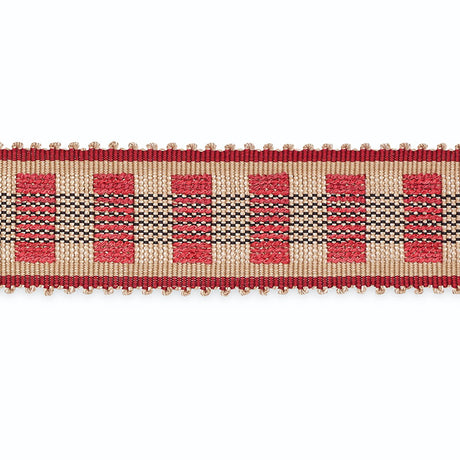 Schumacher B220-9 LUCINDA BRAID 7/8" in KHAKI/CRANBERRY/BLAC