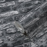 Galerie BB51112 Grey Black Brickshire Residents Motif - Eade's Wallpaper