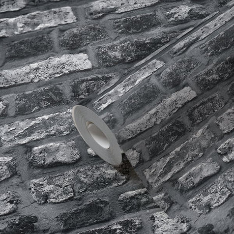 Galerie BB51112 Grey Black Brickshire Residents Motif - Eade's Wallpaper