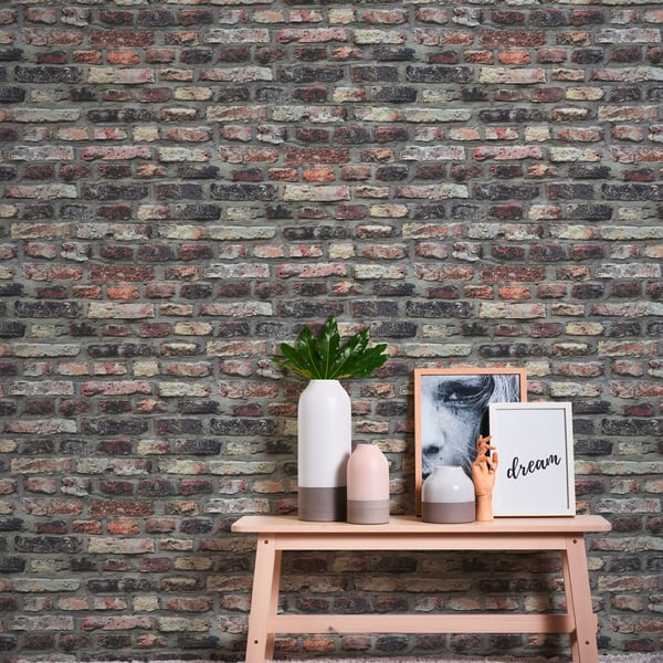 Galerie BB51113 Beige Brown Grey Brickshire Residents Motif - Eade's Wallpaper