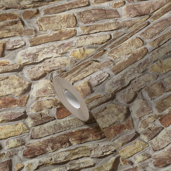 Galerie BB51127 Beige Brown Stone Symphony Motif - Eade's Wallpaper