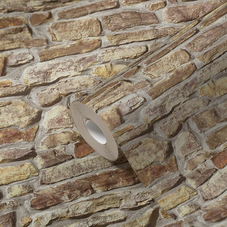 Galerie BB51127 Beige Brown Stone Symphony Motif - Eade's Wallpaper