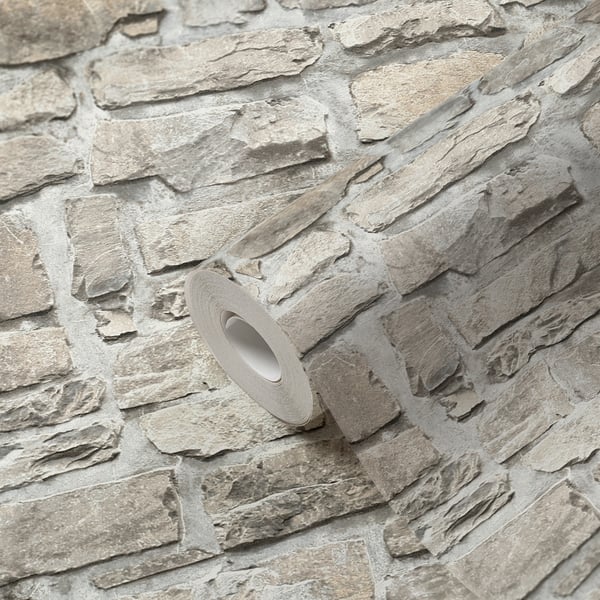 Galerie BB51130 Beige Grey Stone Symphony Motif - Eade's Wallpaper