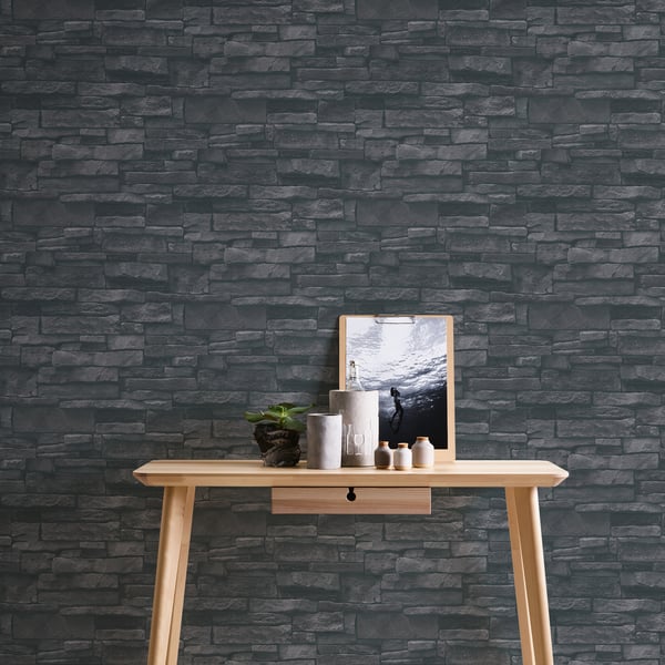 Galerie BB51133 Black Sandstone Splendour Motif - Eade's Wallpaper