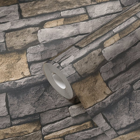 Galerie BB51134 Yellow Grey Sandstone Splendour Motif - Eade's Wallpaper