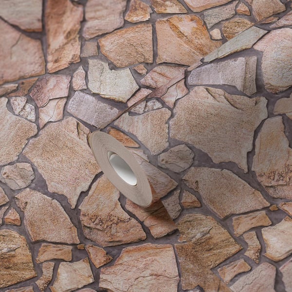 Galerie BB51136 Beige Brown Grey Claystone Cottage Motif - Eade's Wallpaper