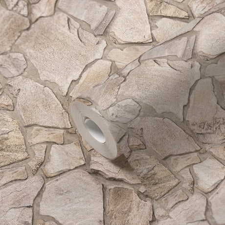 Galerie BB51143 Beige Brown Cream Claystone Cottage Motif - Eade's Wallpaper