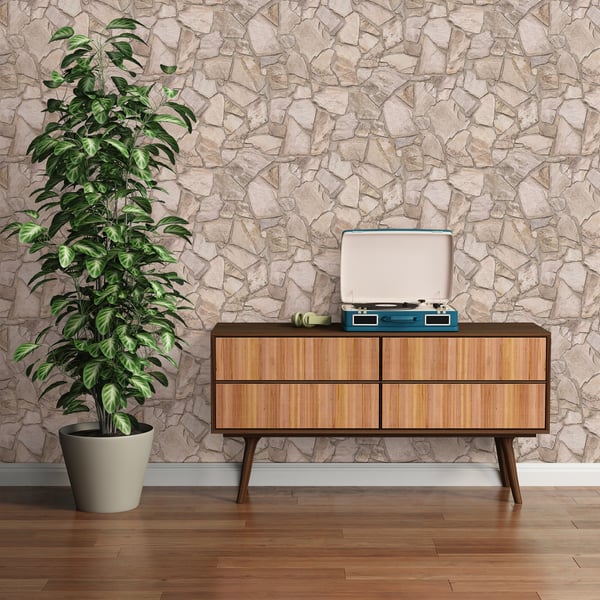 Galerie BB51143 Beige Brown Cream Claystone Cottage Motif - Eade's Wallpaper