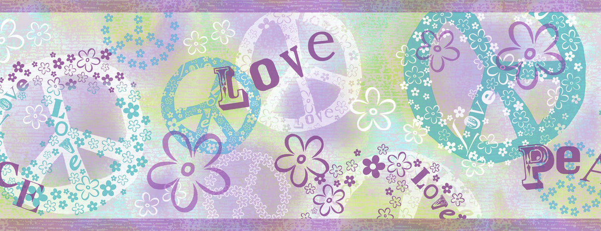 Chesapeake BBC46381B Janis Purple Peace Love Toss Border