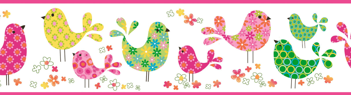 Chesapeake BBC46411B Partridge Pink Calico Birdies Toss Border