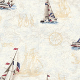 Chesapeake BBC47501 Water'S Edge Blue Aquatic Map Knots Wallpaper Wallpaper