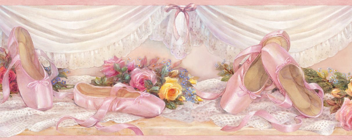 Chesapeake BBC92092B Eloise Pink Ballet Slippers Portrait Border