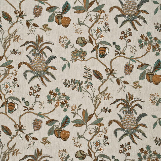 G P & J BAKER BF10347.1.0 EXOTIC PINEAPPLE LINEN SAGE/DOVE Fabric - Eade's Wallpaper