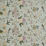 G P & J BAKER BF10418.2.0 ORIENTAL BIRD EMBROIDERY SILK AQUA/MULTI Fabric - Eade's Wallpaper