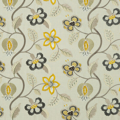 G P & J BAKER BF10532.4.0 ELVASTON GRAPHITE/CITRON Fabric - Eade's Wallpaper
