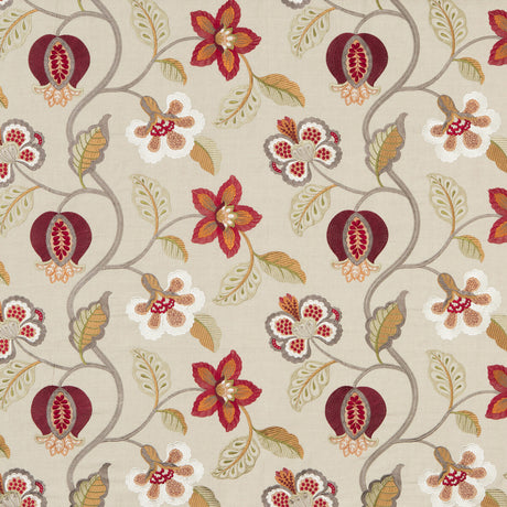 G P & J BAKER BF10532.6.0 ELVASTON RED/IVORY Fabric - Eade's Wallpaper