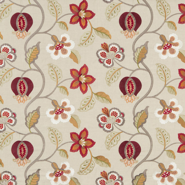 G P & J BAKER BF10532.6.0 ELVASTON RED/IVORY Fabric - Eade's Wallpaper
