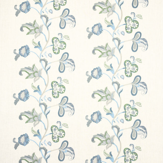 G P & J BAKER BF10560.2.0 CAWDOR TEAL Fabric - Eade's Wallpaper