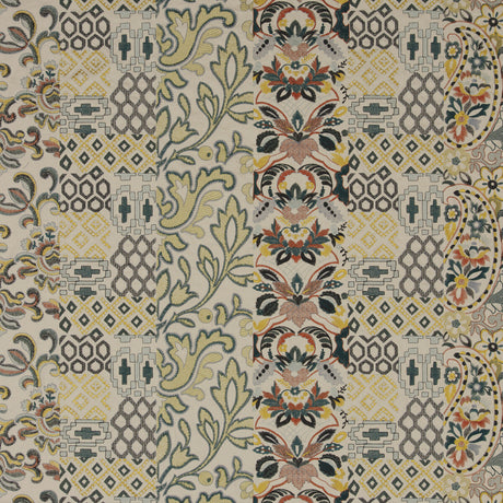 G P & J BAKER BF10650.2.0 QUEEN'S SAMPLER AMBER/EMERALD Fabric - Eade's Wallpaper