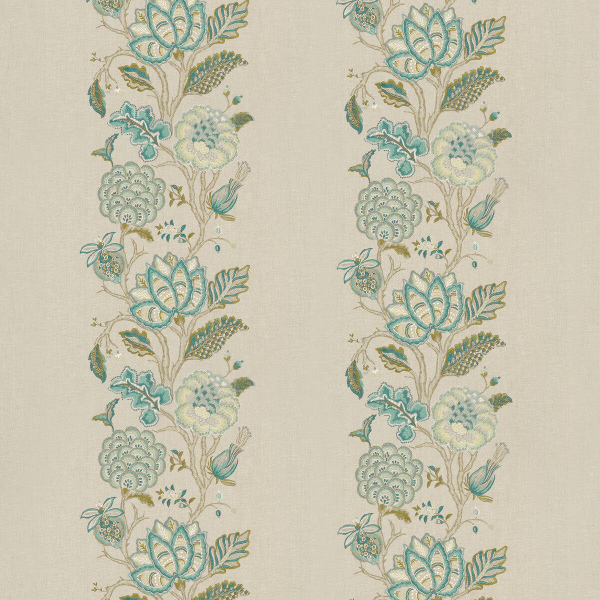 G P & J BAKER BF10732.1.0 BERENIKE PEACOCK Fabric - Eade's Wallpaper
