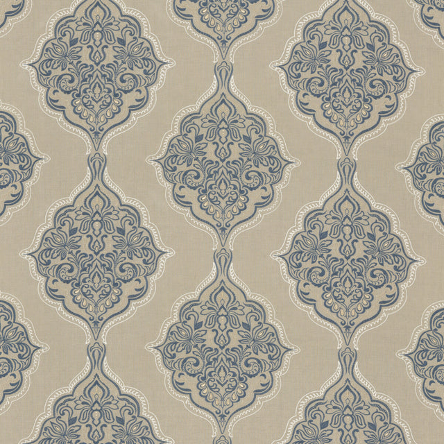 G P & J BAKER BF10767.2.0 MONTACUTE INDIGO Fabric - Eade's Wallpaper