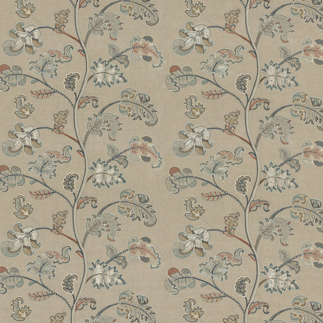 G P & J BAKER BF10769.2.0 ALDERWOOD TEAL Fabric - Eade's Wallpaper