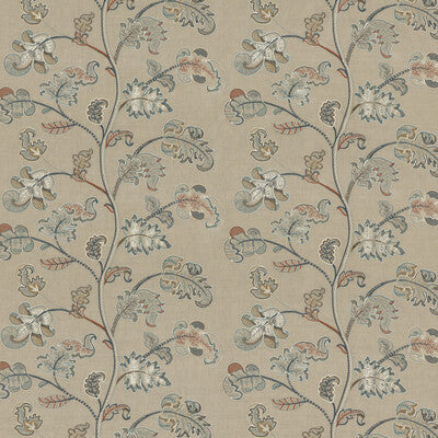 G P & J BAKER BF10769.2.0 ALDERWOOD TEAL Fabric - Eade's Wallpaper