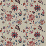 G P & J BAKER BF10784.1.0 BAKER'S INDIENNE EMBROIDERY INDIGO/RED Fabric - Eade's Wallpaper