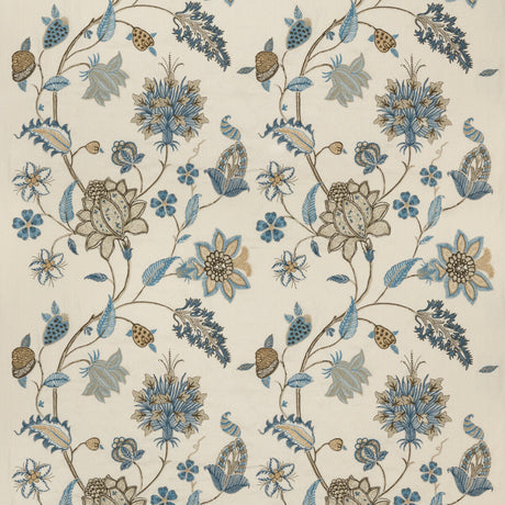 G P & J BAKER BF10784.3.0 BAKER'S INDIENNE EMBROIDERY SOFT BLUE Fabric - Eade's Wallpaper