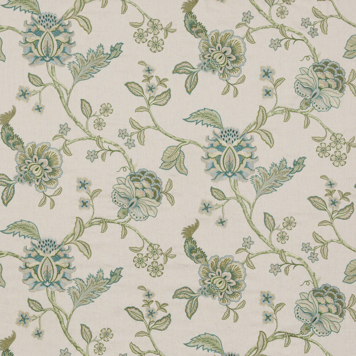 G P & J BAKER BF10937.2.0 SUDBURY TEAL Fabric - Eade's Wallpaper