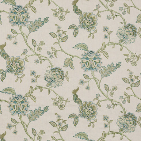 G P & J BAKER BF10937.2.0 SUDBURY TEAL Fabric - Eade's Wallpaper