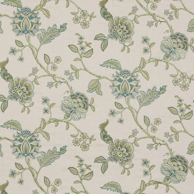 G P & J BAKER BF10937.2.0 SUDBURY TEAL Fabric - Eade's Wallpaper