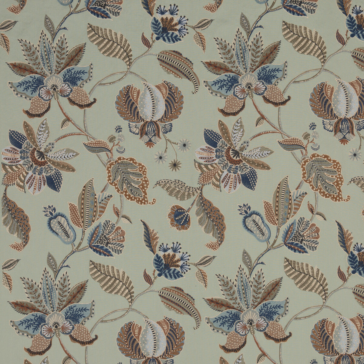G P & J BAKER BF10941.1.0 DURBAR AQUA Fabric - Eade's Wallpaper