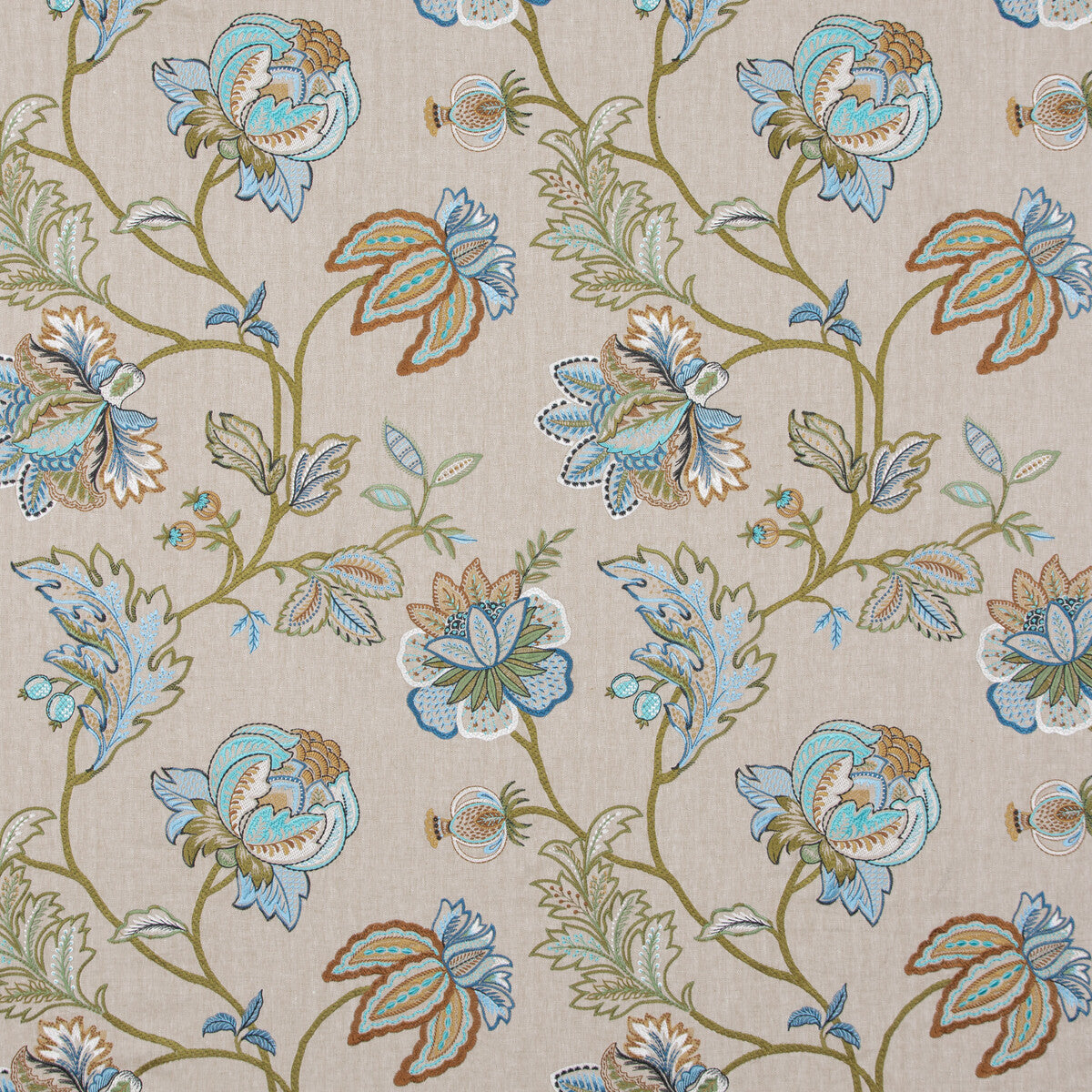 G P & J BAKER BF10942.2.0 AGRA TEAL Fabric - Eade's Wallpaper