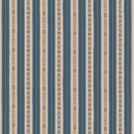 G P & J BAKER BF10943.1.0 ASHLAR STRIPE BLUE Fabric - Eade's Wallpaper