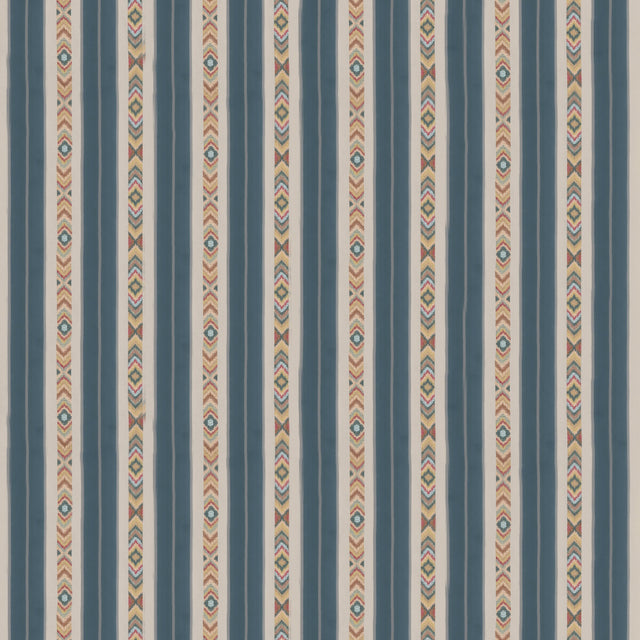 G P & J BAKER BF10943.1.0 ASHLAR STRIPE BLUE Fabric - Eade's Wallpaper