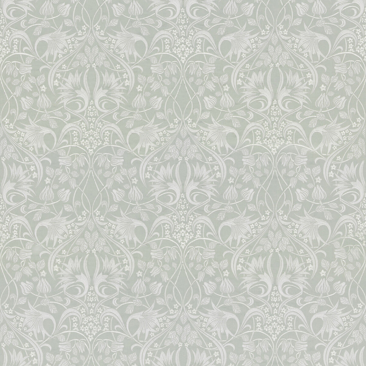 G P & J BAKER BF10996.2.0 FRITILLERIE EMBROIDERY AQUA Fabric - Eade's Wallpaper
