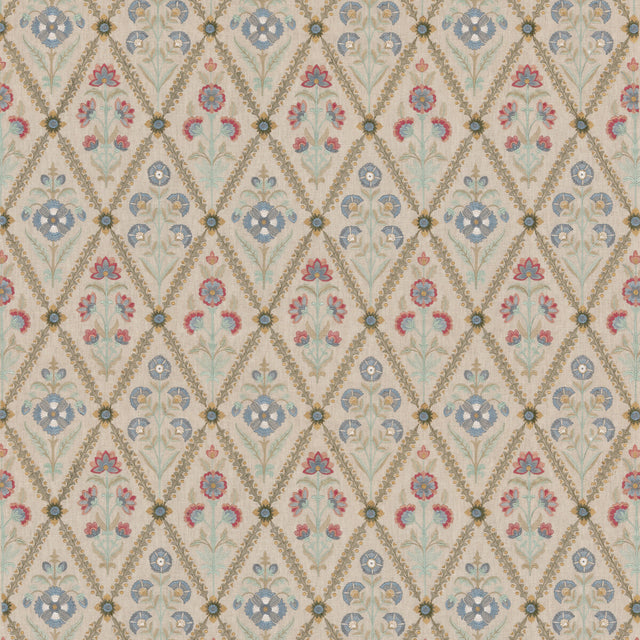 G P & J BAKER BF10998.2.0 PERRYCROFT RED/GREEN Fabric - Eade's Wallpaper