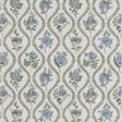 G P & J BAKER BF11025.2.0 BURFORD EMBROIDERY BLUE/EMERALD Fabric - Eade's Wallpaper