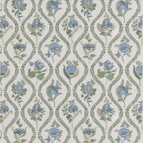 G P & J BAKER BF11025.2.0 BURFORD EMBROIDERY BLUE/EMERALD Fabric - Eade's Wallpaper
