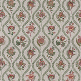G P & J BAKER BF11025.5.0 BURFORD EMBROIDERY EMERALD/RED Fabric - Eade's Wallpaper