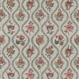 G P & J BAKER BF11025.5.0 BURFORD EMBROIDERY EMERALD/RED Fabric - Eade's Wallpaper