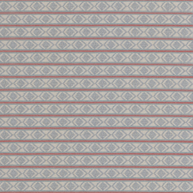 G P & J BAKER BF11034.1.0 BURFORD STRIPE RED/BLUE Fabric - Eade's Wallpaper