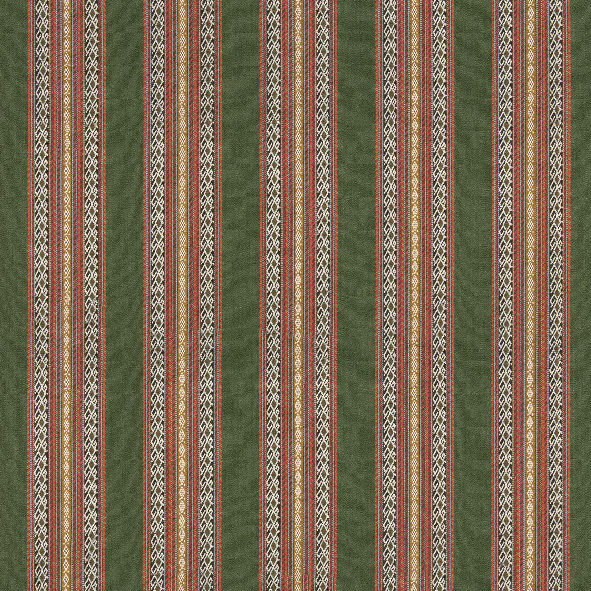 G P & J BAKER BF11059.4.0 WORLDS APART GREEN/CORAL Fabric - Eade's Wallpaper