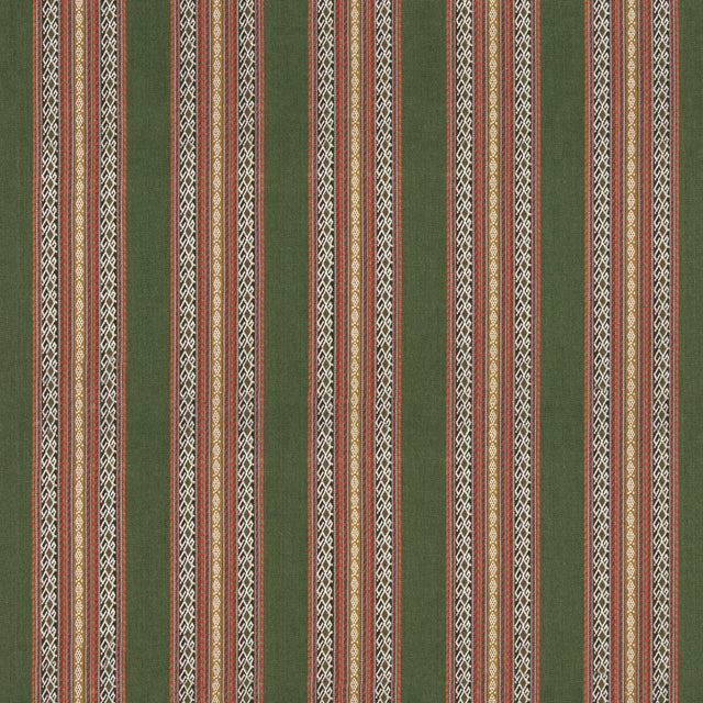 G P & J BAKER BF11059.4.0 WORLDS APART GREEN/CORAL Fabric - Eade's Wallpaper