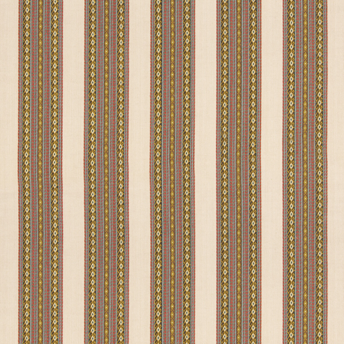 G P & J BAKER BF11059.5.0 WORLDS APART AQUA/OCHRE Fabric - Eade's Wallpaper