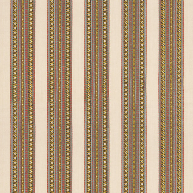 G P & J BAKER BF11059.5.0 WORLDS APART AQUA/OCHRE Fabric - Eade's Wallpaper